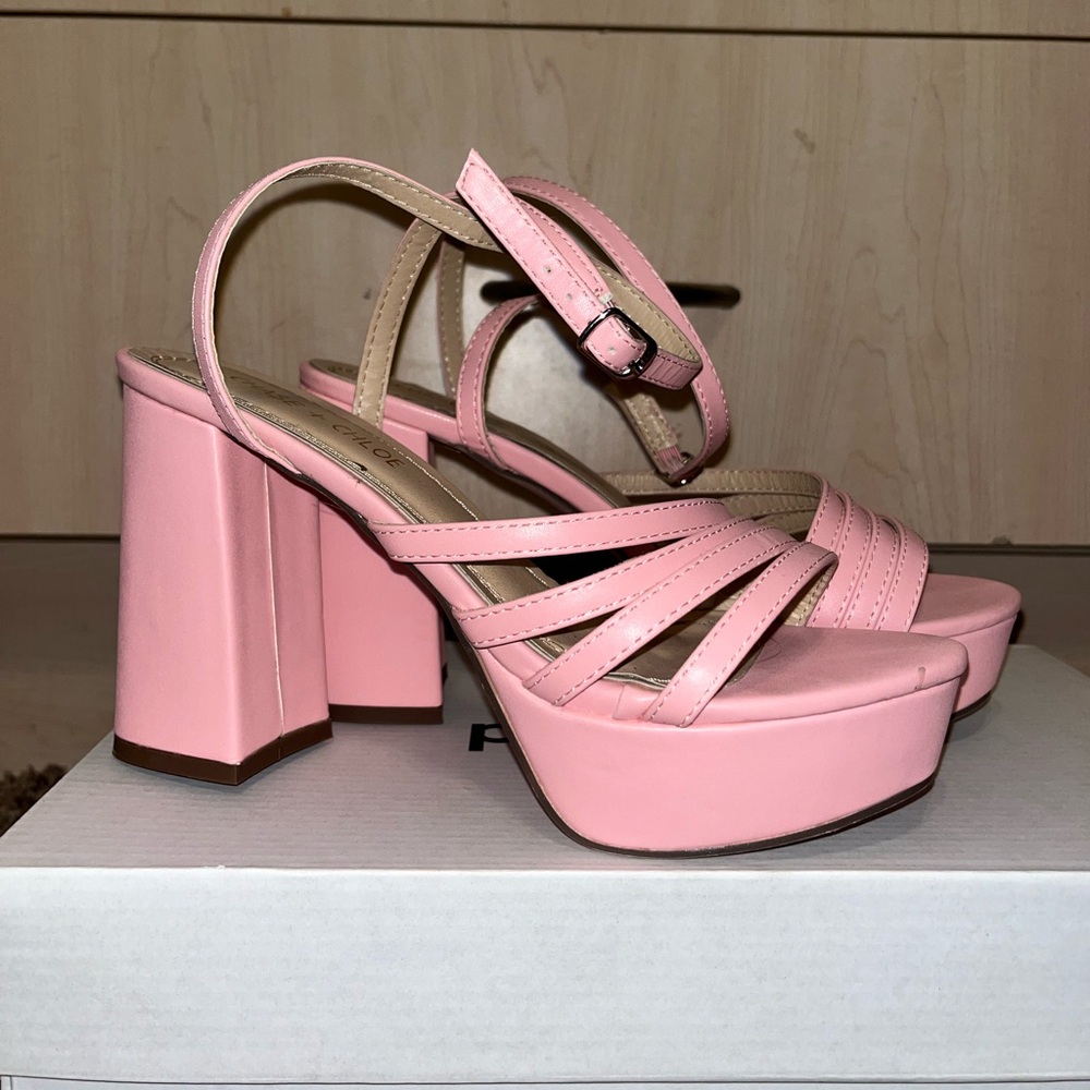 CHASE + CHLOE Pink Platform Heels